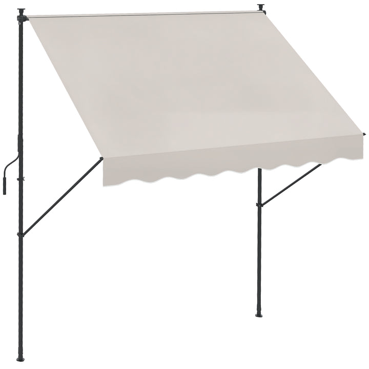 Toldo Manual Retrátil 200x170x200-290cm Toldo Ajustável com Manivela Proteção Solar UV40+ para Varanda Jardim Creme