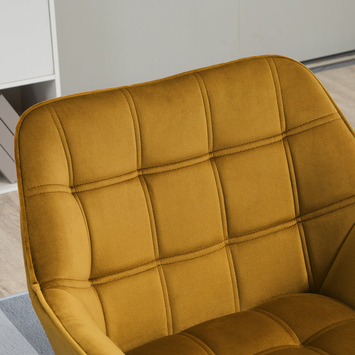 Poltrona Moderna Poltrona de Leitura Estofada em Veludo com Assento Amplo Pés em Madeira Poltrona Relax para Sala de Estar Quarto 67x61,5x71 cm Amarelo