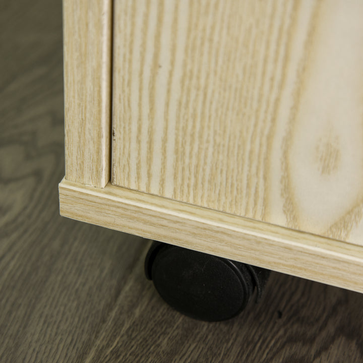 Armário de Cozinha Baixo com 2 Portas e Prateleira Ajustável com Rodas Carga 70 kg 60,4x40,3x97 cm Carvalho