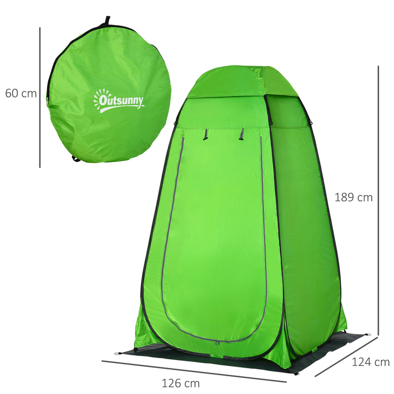 Tenda de Duche Tenda de Privacidade Portátil com 1 Gancho Bolso Bolsa de Transporte e UV20+ para Duche Trocador Sanita 126x124x189 cm Verde