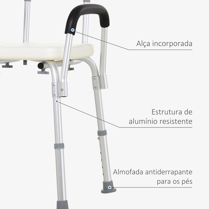 Cadeira Ortopédica Regulável para Banho- Cor: Branco- Carga: 135 kg- 46,5 x 54,2 x 72,5-85 cm