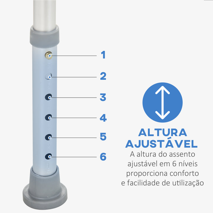 Cadeira Ortopédica Regulável para Banho- Cor: Branco- Carga: 135 kg- 46,5 x 54,2 x 72,5-85 cm