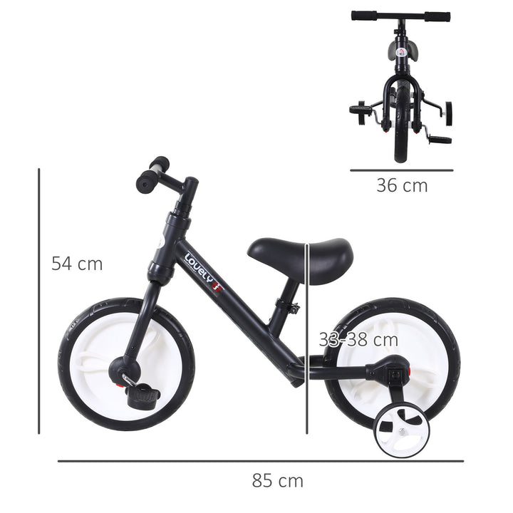 Bicicleta Balance com pedais e rodas removíveis Cor preta carga 25kg