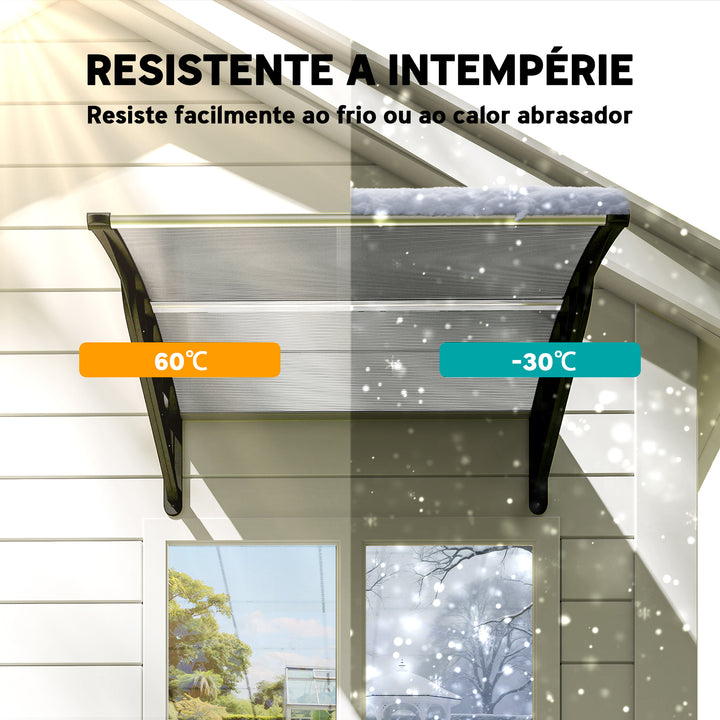 Marquise de Proteção de Portas e Janelas 103x96,5 cm Proteção contra Sol e Chuva com Painéis de Policarbonato e Suporte de Alumínio Transparente