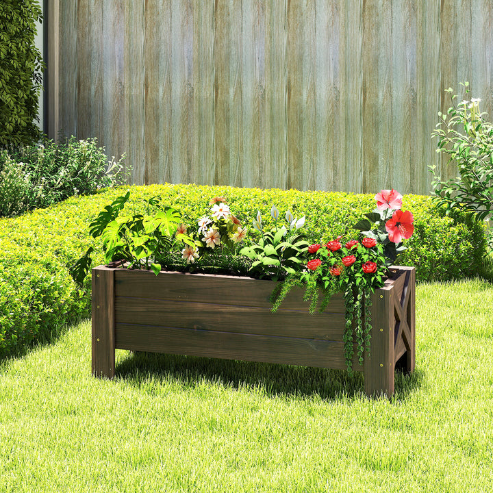 Floreira de madeira Canteiro de flores de jardim retangular com pernas Para Flores Plantas 100x36,5x36 cm Castanho