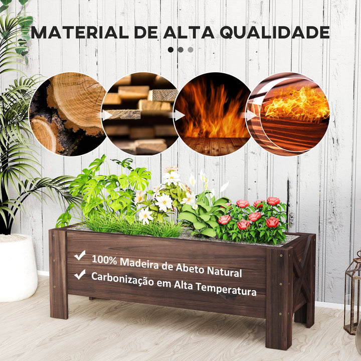Floreira de madeira Canteiro de flores de jardim retangular com pernas Para Flores Plantas 100x36,5x36 cm Castanho