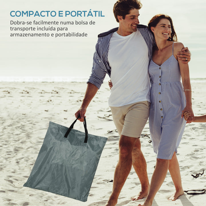 Conjunto de 2 Esteiras de Praia com Encosto Reclinável em 5 Níveis Bolsa de Transporte e Apoio de Cabeça 48x134x33-43 cm Branco e Cinzento