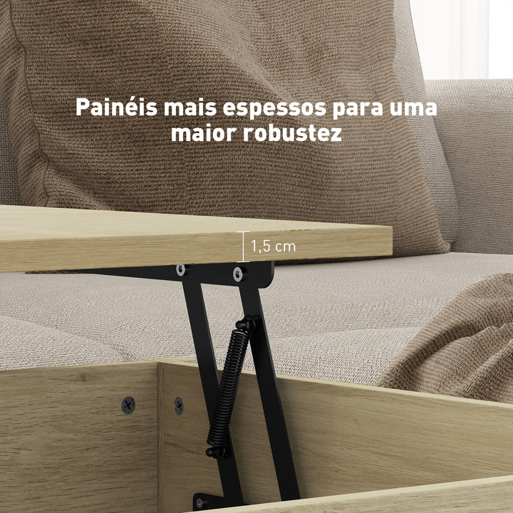 Mesa de Centro Elevável Mesa de Centro com Bancada Elevável Espaço Oculto de Armazenamento Gavetas e Prateleira Aberta 100x50x48-62 cm Carvalho