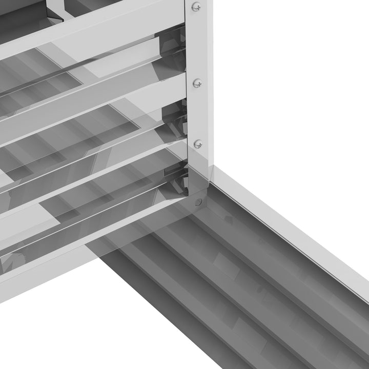 Caixa de Cultivo de 2 Níveis em Aço Galvanizado Floreira Exterior com Design em Escada e Fundo Aberto para Cultivo Plantas Herbári, para Terraço Jardim 120x101x58 cm Prata
