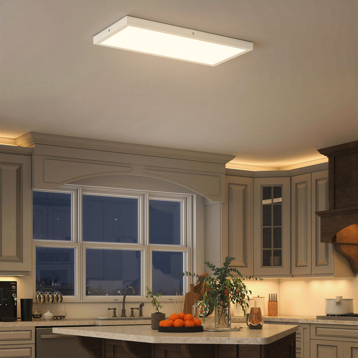 Conjunto de 4 Candeeiros de Teto Cor Regulável Plafons LED com Interruptor DIP e de Parede 3000K/4000K/6000K 2500 lm 24 W para Sala de Estar Escritório 60x30x3,7 cm Branco
