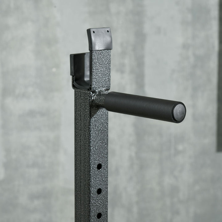 Suporte para Barras de Pesos Multifuncional com Largura e Altura Ajustáveis Suporte de Musculação com Estrutura de Aço Carga 200 kg para Treino em Casa Ginásio 60-87x65x121-158 cm Preto