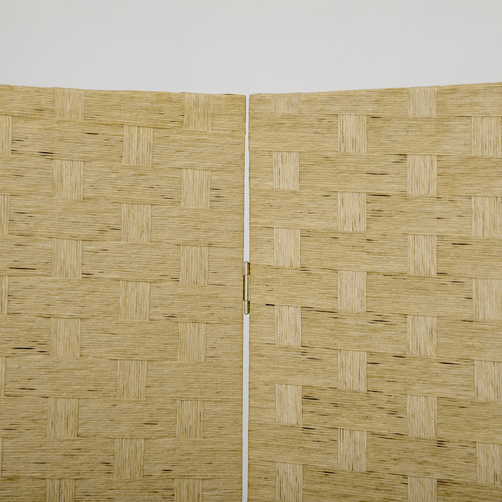 Biombo Separador de Ambientes de 4 Painéis 159,5x169,5cm Divisor de Ambientes Dobrável de Corda de Papel Decoração Elegante para Dormitório Sala de Estar Marrom