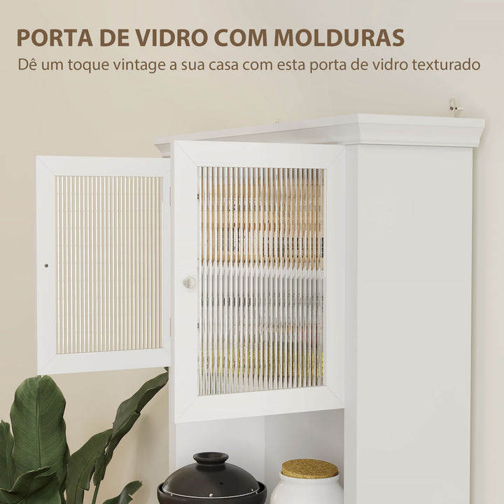 Armário de Cozinha Moderno Armário de Cozinha com 1 Gaveta 4 Portas e Prateleira Ajustável Carga Máxima 50 kg Armário Alto de Cozinha 79x40x180 cm Branco