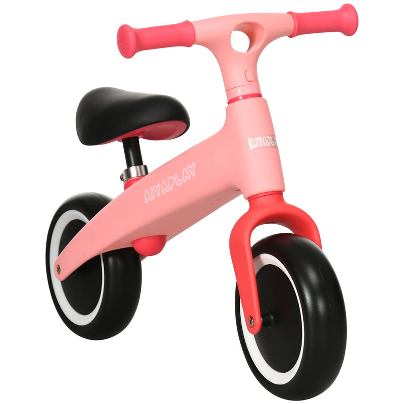 Bicicleta sem Pedais para Crianças de 18-36 Meses Bicicleta de Equilíbrio com Assento Ajustável em Altura Suporta 25 kg 67,5x32x44 cm Rosa