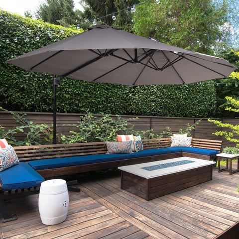 Guarda-sol de Jardim Duplo com Manivela 270x460x250 cm, Cinza