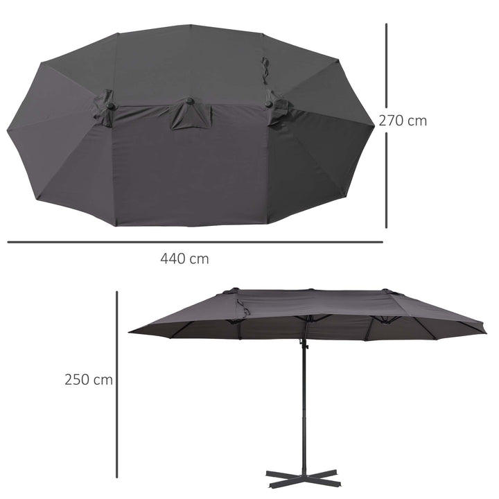 Guarda-sol de Jardim Duplo com Manivela 270x460x250 cm, Cinza