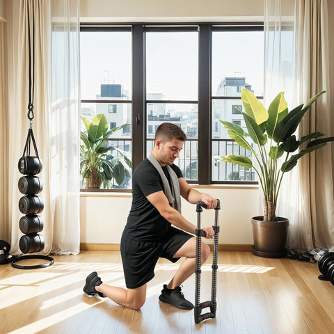 Expansor de Peito Expansor Ajustável Extensor para Musculação com Resistência Ajustável 10-80 kg para Treino em Casa Escritório Viagem Preto