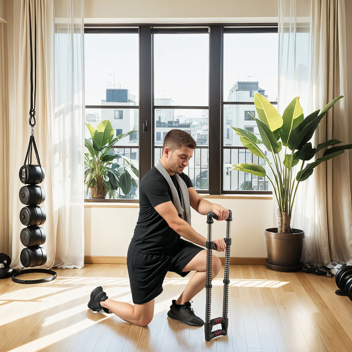 Expansor de Peito Expansor Ajustável Extensor para Musculação com Resistência Ajustável 10-80 kg para Treino em Casa Escritório Viagem Preto