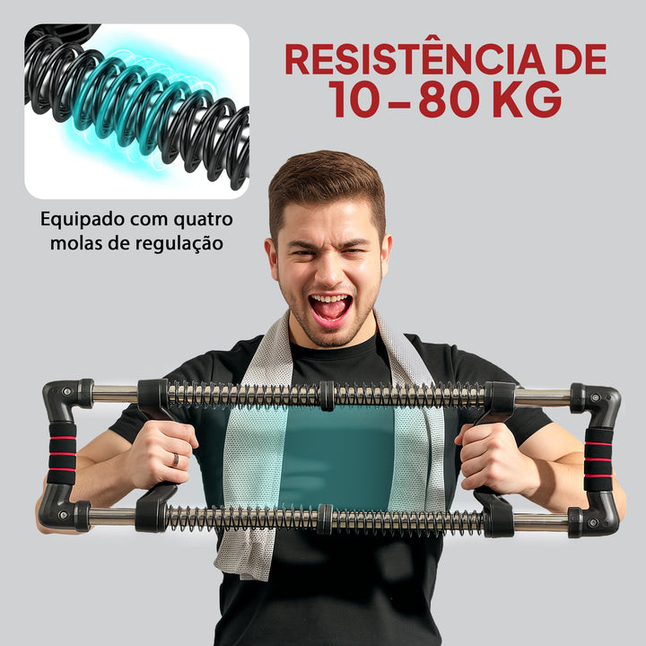 Expansor de Peito Expansor Ajustável Extensor para Musculação com Resistência Ajustável 10-80 kg para Treino em Casa Escritório Viagem Preto