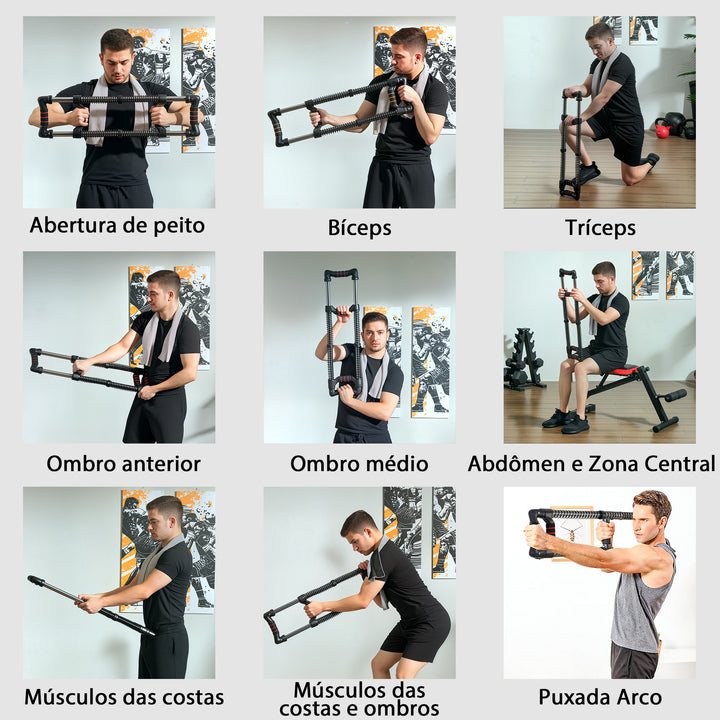 Expansor de Peito Expansor Ajustável Extensor para Musculação com Resistência Ajustável 10-80 kg para Treino em Casa Escritório Viagem Preto