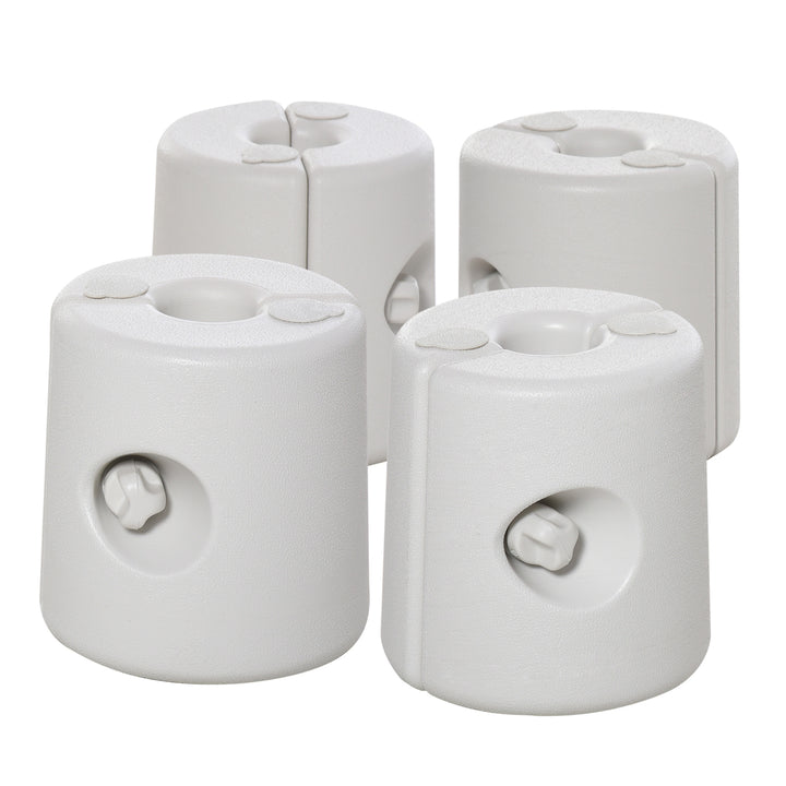 Conjunto de 4 Pesos para Tendas Dobráveis Suportes Enchíveis com 9 kg de Água Pesos para Tendas com Maçanetas de Fixação Ø22/24x25 cm Branco
