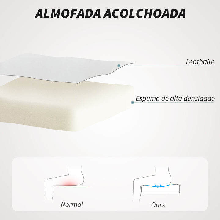 Cadeira de Escritório com Encosto Alto Cadeira para Secretária com Altura Ajustável Apoios de Braços Função Inclinável e Rodas em PU 61x62x106-116 cm Branco
