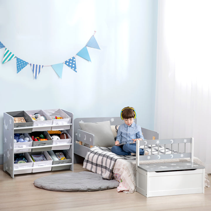 Estante para Brinquedos com 9 Caixas de Tecido não Tecido Amovíveis Organizador de Brinquedos para Dormitório Escola Infantil 63x30x60 cm