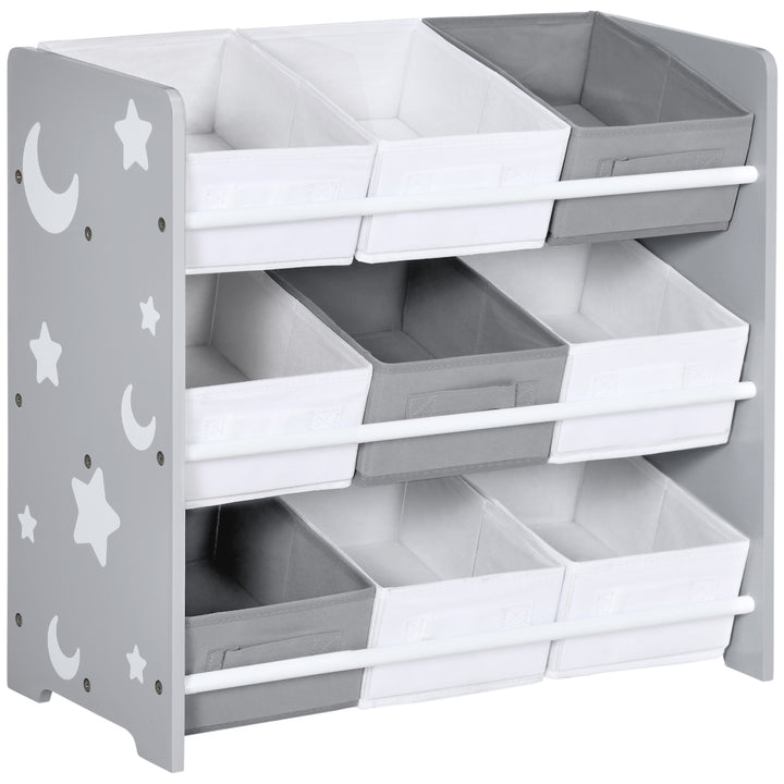 Estante para Brinquedos com 9 Caixas de Tecido não Tecido Amovíveis Organizador de Brinquedos para Dormitório Escola Infantil 63x30x60 cm