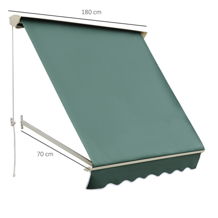 Toldo da janela de Toldo Manual Alumínio Retrátil para exterior toldo do balcão tela impermeável do poliéster do ângulo ajustável 180x70Cm verde