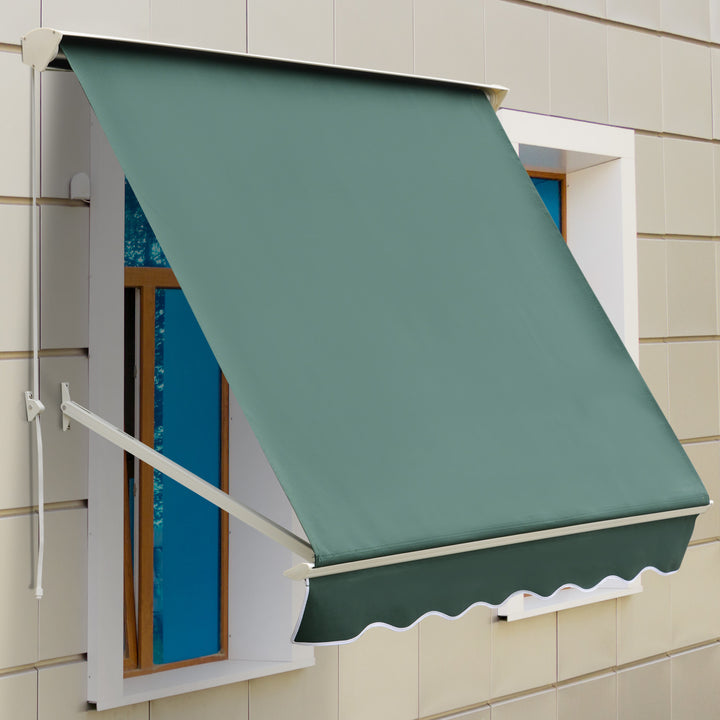 Toldo da janela de Toldo Manual Alumínio Retrátil para exterior toldo do balcão tela impermeável do poliéster do ângulo ajustável 180x70Cm verde