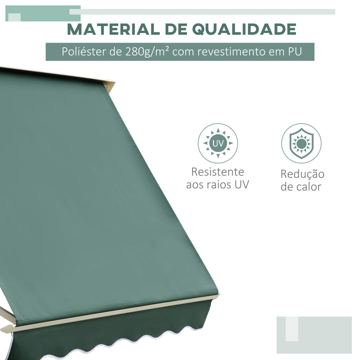 Toldo da janela de Toldo Manual Alumínio Retrátil para exterior toldo do balcão tela impermeável do poliéster do ângulo ajustável 180x70Cm verde