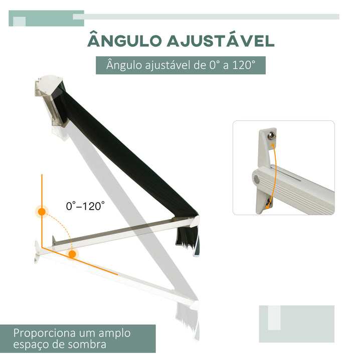 Toldo da janela de Toldo Manual Alumínio Retrátil para exterior toldo do balcão tela impermeável do poliéster do ângulo ajustável 180x70Cm verde