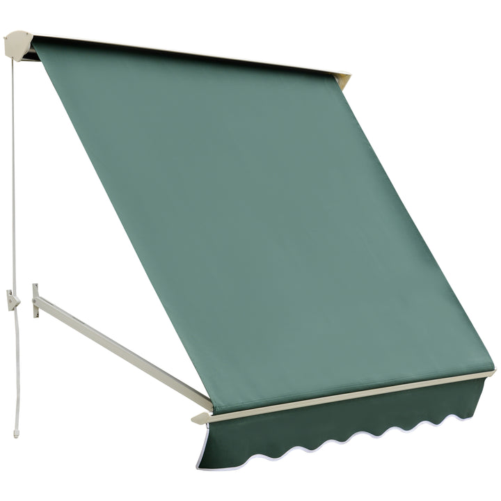 Toldo da janela de Toldo Manual Alumínio Retrátil para exterior toldo do balcão tela impermeável do poliéster do ângulo ajustável 180x70Cm verde