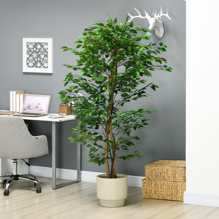 Planta Figueira Artificial com Tronco Realista 180 cm Planta Artificial com Vaso e 1260 Folhas Decoração para Casa Sala de Estar Escritório Verde