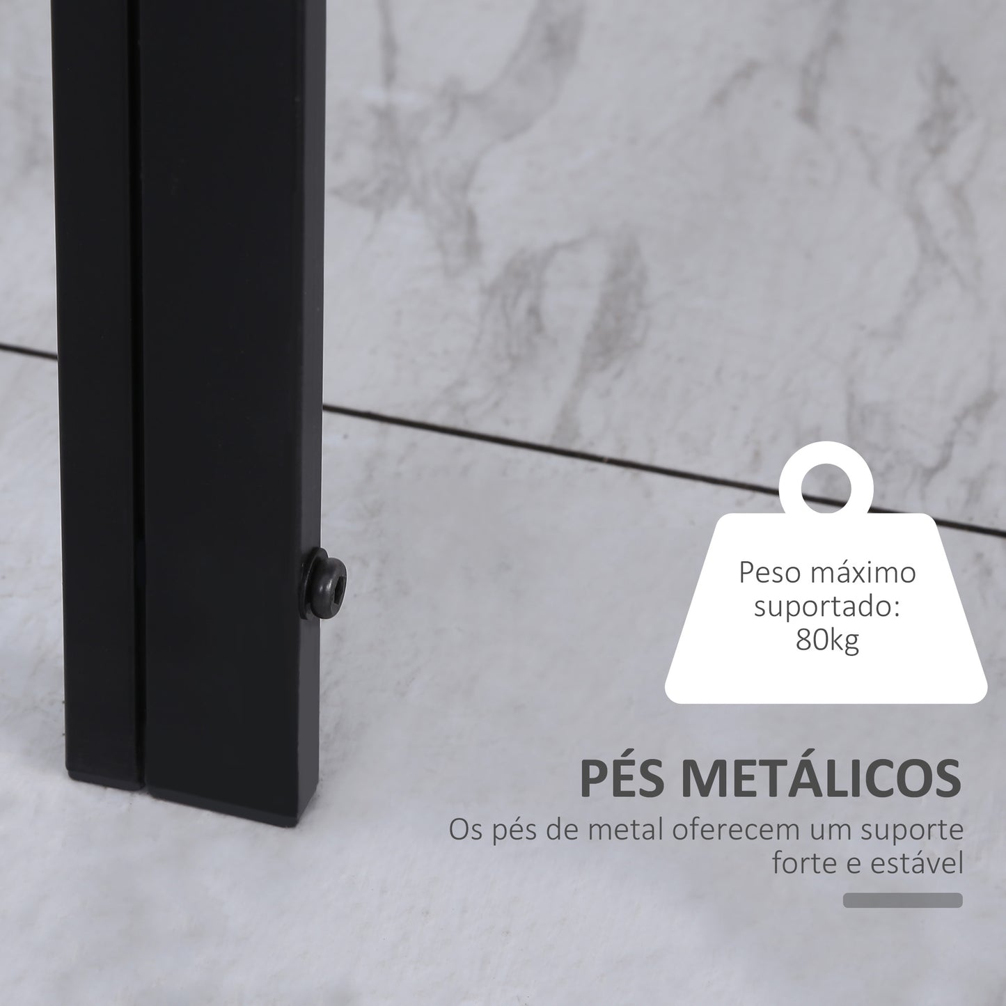 Mesa Sala de Jantar de Cristal Mesa Retangular para 4-6 pessoas com Pés de Metal Multifuncional para Cozinha 120x60x75 cm Preto