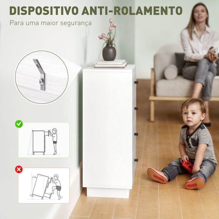 Cómoda de 4 Gavetas Cómoda para Dormitório Moderna Cómoda Estreita para Sala de Estar Corredor 47x29x75 cm Branco