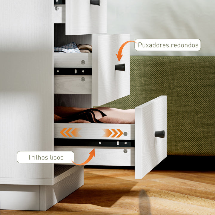 Cómoda de 4 Gavetas Cómoda para Dormitório Moderna Cómoda Estreita para Sala de Estar Corredor 47x29x75 cm Branco