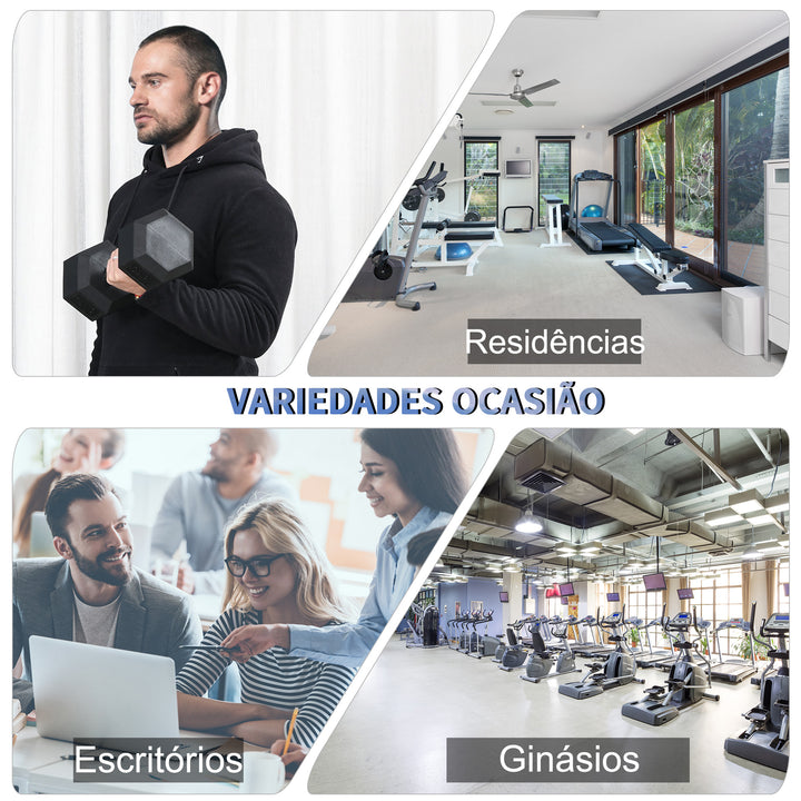 Haltere Hexagonal 15 kg Haltere com Barra de Conexão Metálica para treino em Casa Ginásio Escritório Preto e Prata