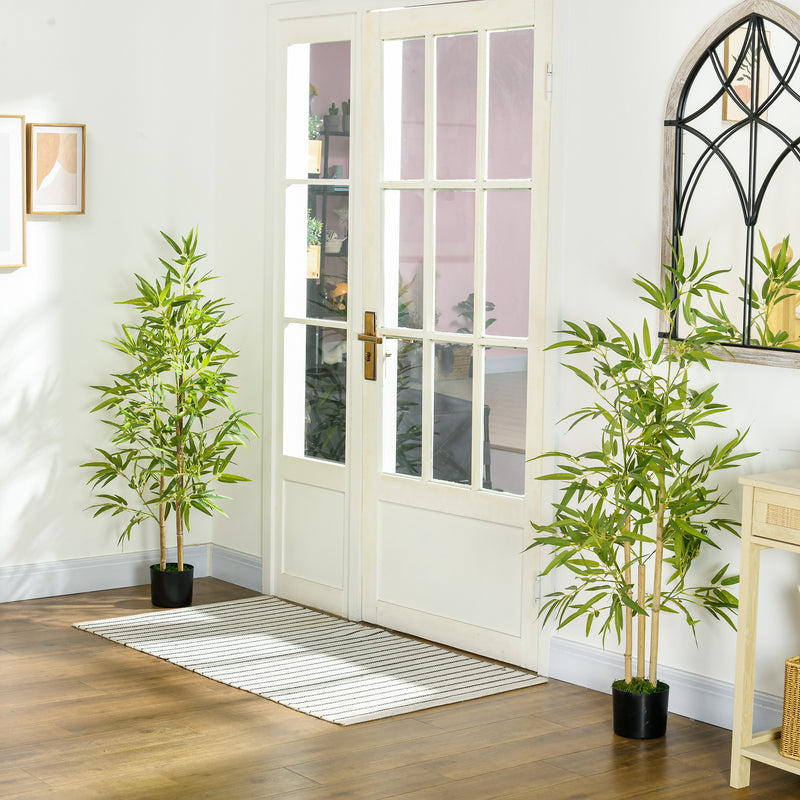 2 Plantas Artificiais com Vaso Plantas Sintéticas de Bambu com 498 Folhas para Decoração em Sala de Estar Escritório Casa Ø15x120 cm Verde