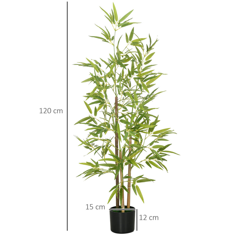 2 Plantas Artificiais com Vaso Plantas Sintéticas de Bambu com 498 Folhas para Decoração em Sala de Estar Escritório Casa Ø15x120 cm Verde