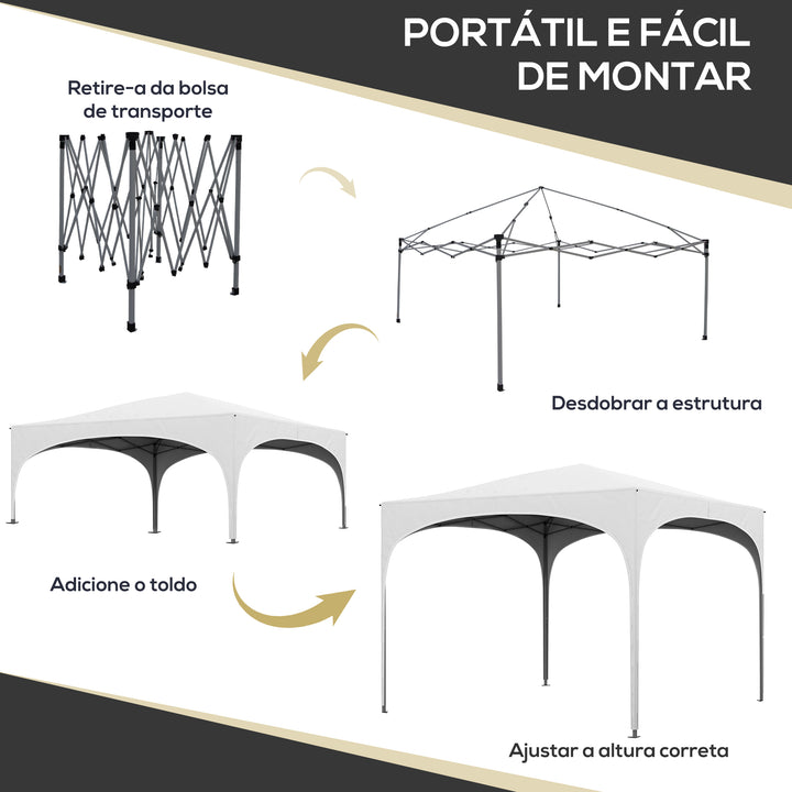 Tenda Dobrável 3x3 m Tenda de Jardim com Altura Ajustável Bolsa de Transporte Tecido Anti-UV e Sacos de Areia para Exterior Jardim Branco