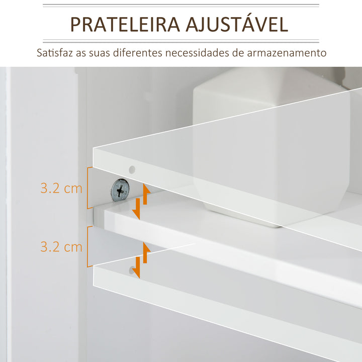 Móvel para Lavatório Pousar Armário para Casa de Banho com 2 Portas e Prateleira Ajustável Estilo Moderno 60x30x60cm Branco e Madeira