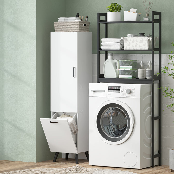 Coluna Casa de Banho Armário Alto Casa de Banho Estreito com 2 Portas e Prateleiras Móvel para Sala de Estar Cozinha 35x31,5x144 cm Branco