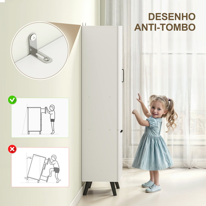 Coluna Casa de Banho Armário Alto Casa de Banho Estreito com 2 Portas e Prateleiras Móvel para Sala de Estar Cozinha 35x31,5x144 cm Branco