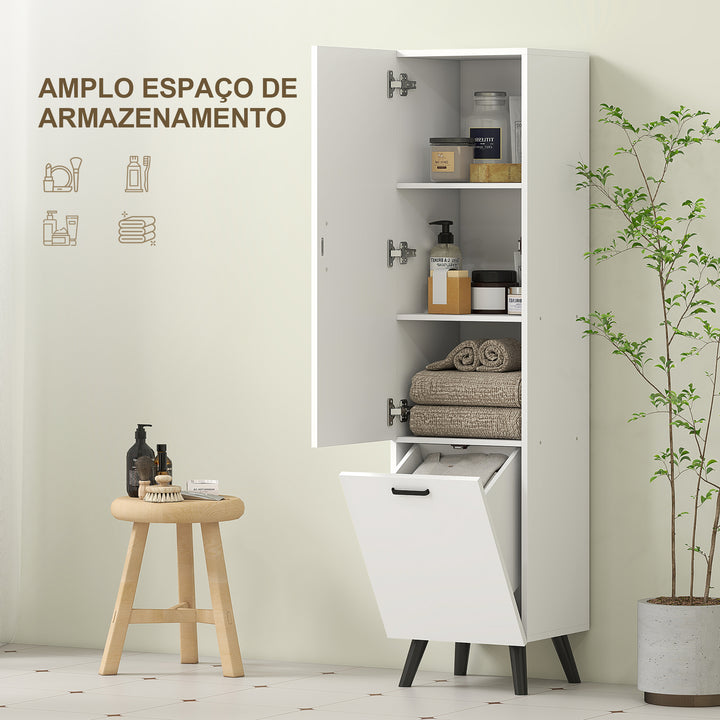 Coluna Casa de Banho Armário Alto Casa de Banho Estreito com 2 Portas e Prateleiras Móvel para Sala de Estar Cozinha 35x31,5x144 cm Branco