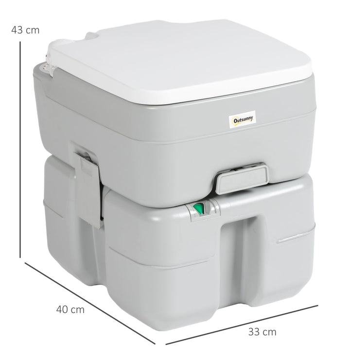 Sanita Portátil 20L Sanita Portátil com Indicador de Nível Capacidade 150 kg para Campismo Viagem Idosos Caravana Barco 33x40x43 cm Cinza