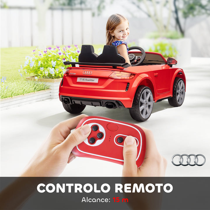 Carro elétrico infantil Audi TT RS acima de 3 anos Bateria 6V Carga 30 kg Vermelho 103x63x44cm