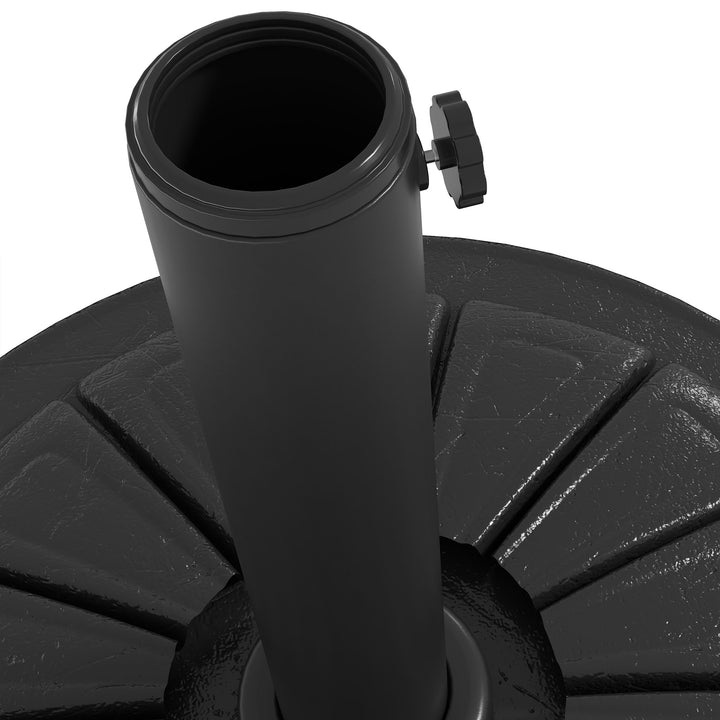 Base para Chapéu de Sol Suporte para Chapéu de Sol de HDPE Preenchível de Cimento Peso 13 kg para Mastros de Chapéus de Sol de Ø38/48 mm Ø43x32 cm Preto