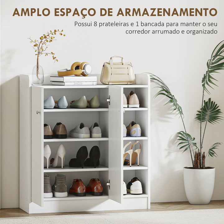 Sapateira armário de sapatos 4 Prateleiras para entrada corredor 83x30x90cm Branco