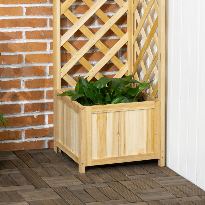 Floreira com Treliça de Madeira para Exterior, Elevada para Plantas Trepadeiras em Jardim ou Terraço 40x40x145 cm Madeira